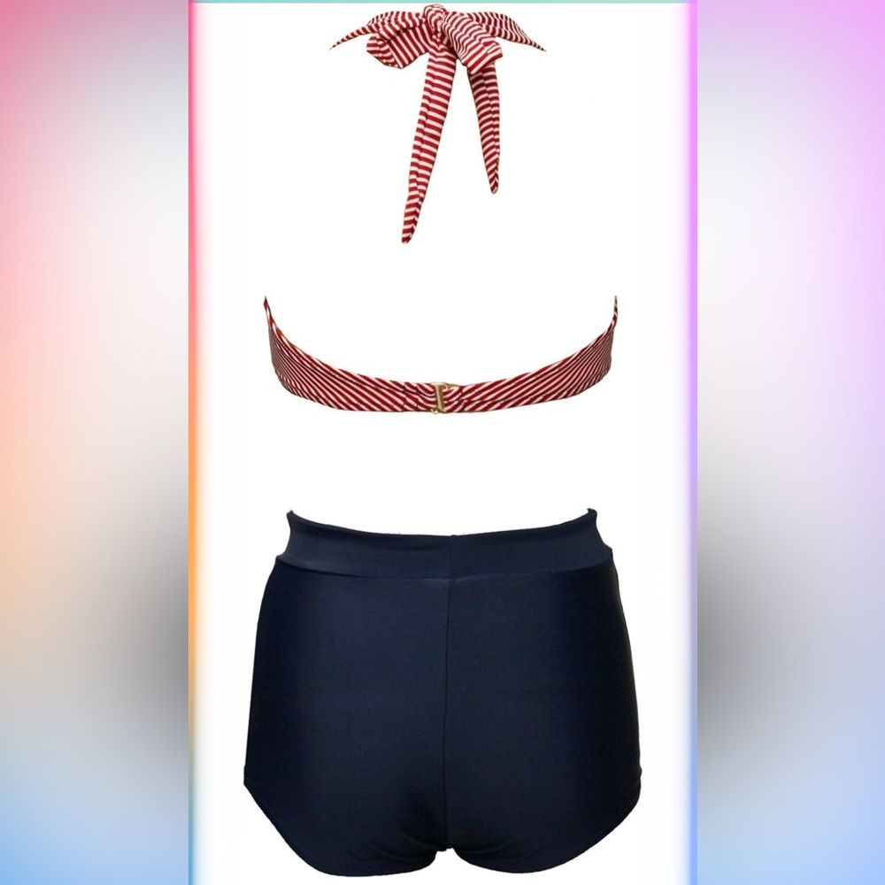 NWT bslingerie Retro Vintage Push Up High Waisted Bikini Swimsuit, Size Small - Picture 3 of 7